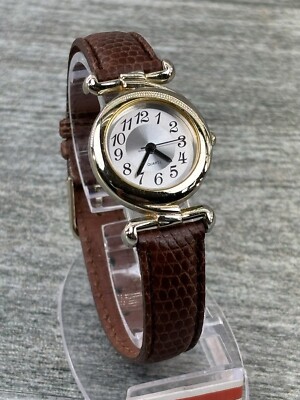 Mitoya Quartz V377 Wristwatch 3930QS Gold Silver Brown Leather