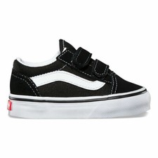 Vans Old Skool V Black/True White Canvas Suede Strap Unisex Kids Size 5.5 TD