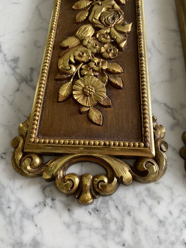 Targhe da parete vintage metà secolo stile Hollywood Regency freccette frutta floreale oro - Foto 10 di 24