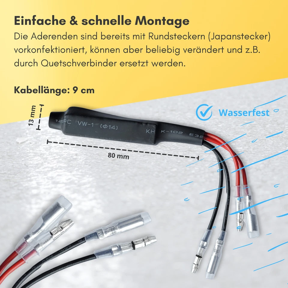 Binego® 4x Motorrad Lastwiderstand LED 10 Ohm 10 W 12 V Widerstand Kabel Blinker - Bild 3 von 4