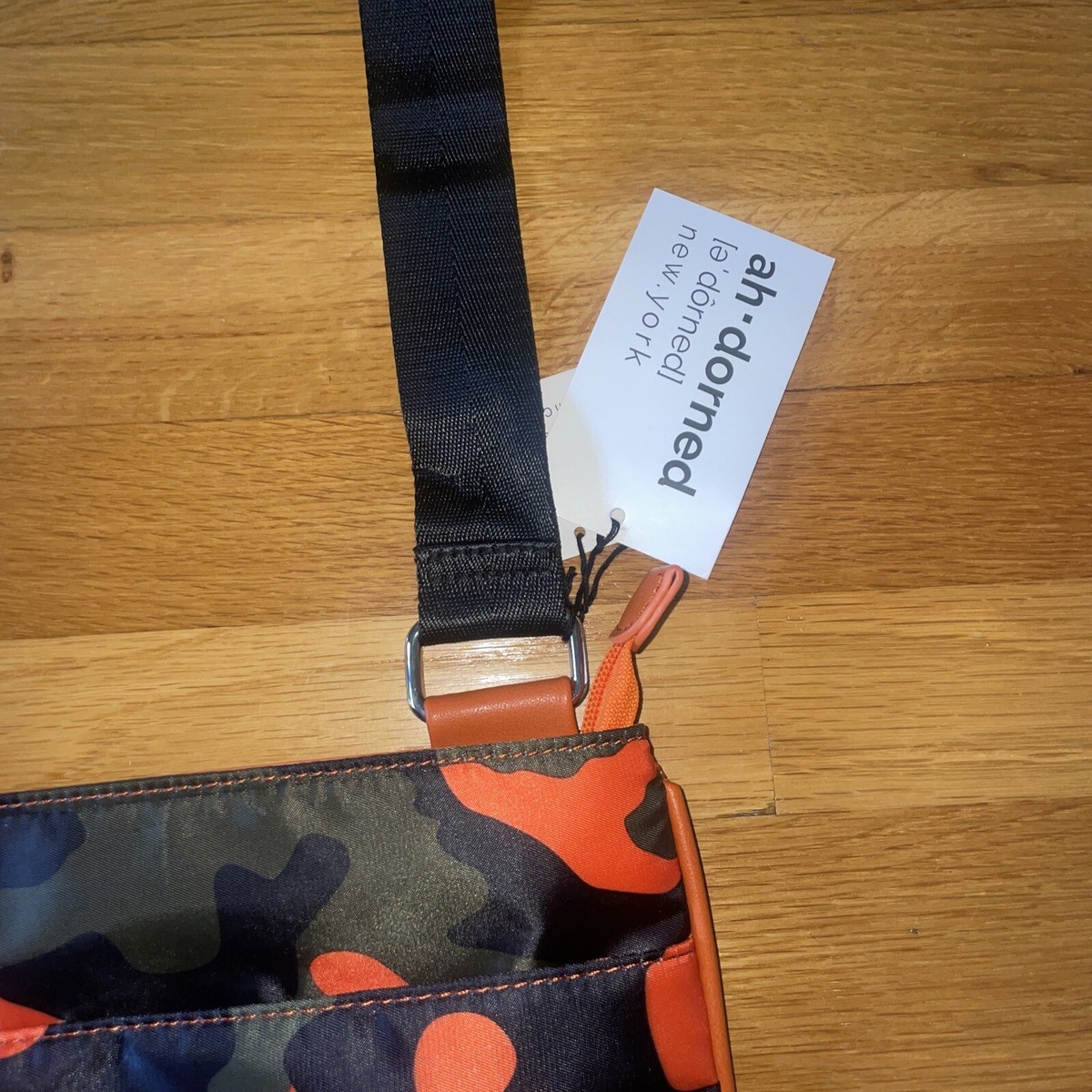 Ah-adorned Black Olive Orange Camo Cross Body Bag NWT RARE  Ah-adorned Black and Orange Camo Star Zippered Pouch (8”x11”) NEW with tags main image 1