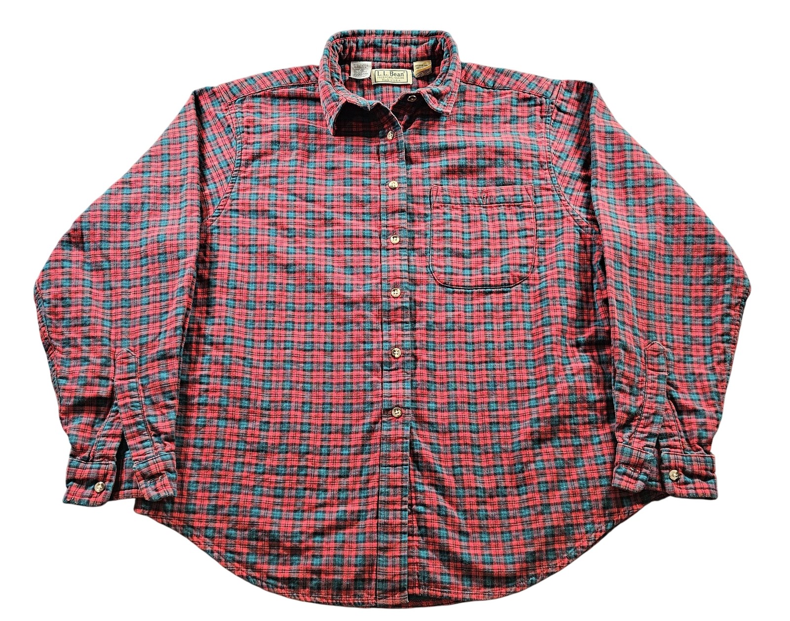 Vintage LL Bean Shirt Mens Large Plaid Flannel Made in USA Outdoors 90s
