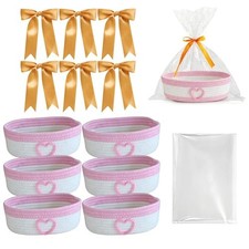Gift Basket Set, Cotton Rope Woven Basket with Gift Bag  Ribbon for Baby