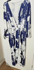 size 2xl Ladies blue wrap maxi dress v neck 3/4 length sleeves