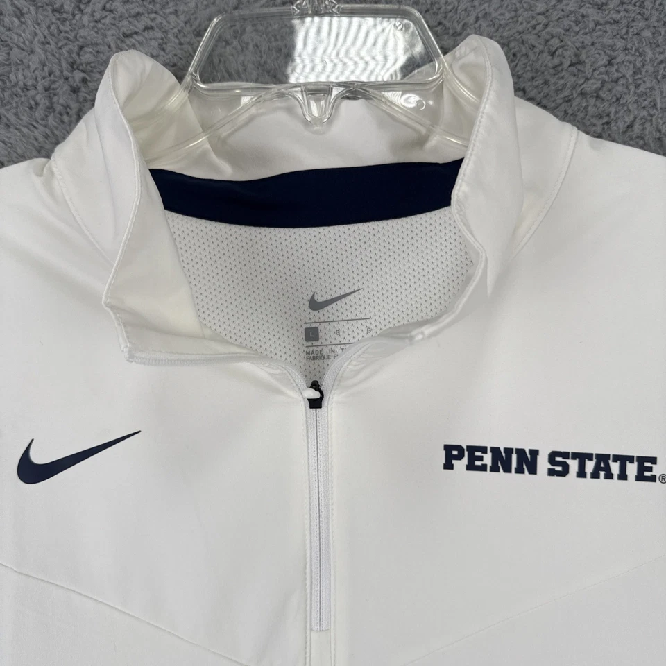Penn State Nittany Lions Jacket Mens Large On Field 1/4 Zip White Windbreaker - Image 2 of 4