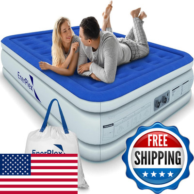 Enerplex Dual Pump Luxury Queen Size Air Mattress Airbed Built In Pump Raised