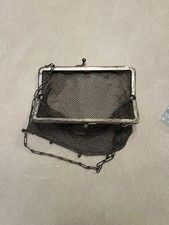 German Silver Metal Mesh Purse w/ Chain Strap, Marked Frame