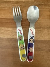 Vintage Teletubbies Kids Children's Fork Spoon Utensils 1998