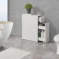 Mobile da Bagno Basso Stretto con 2 Cassetti Armadietto Multiuso per Cucina Lava