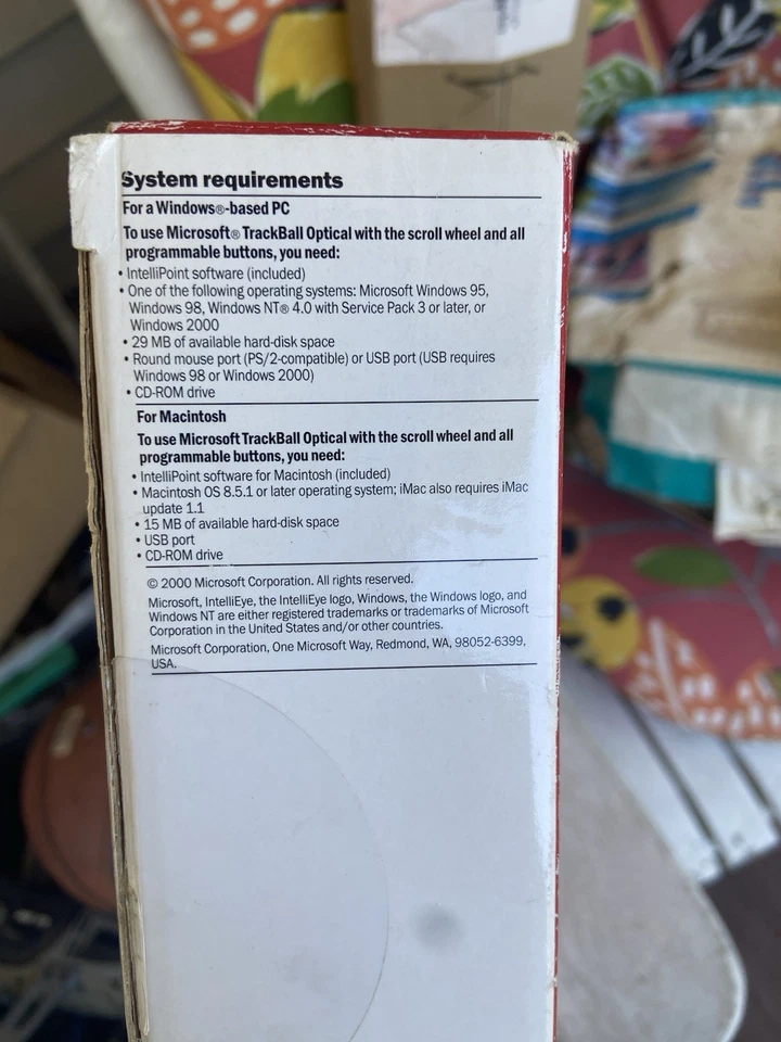 Vintage Microsoft IntelliEye Optical TrackBall Mouse (X05-42214 2000) New! - Image 3 of 4