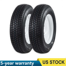 2 Pack St17580d13 Trailer Tires W 13 Inch Rims 17580 5 Lug White Spoke Wheels