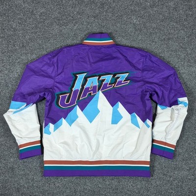Mitchell & Ness Utah Jazz 1997-98 NBA Finals Warm Up Snap Jacket Purple Mens XL