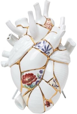 SELETTI Vase Gefäß Love in Bloom Kintsugi bunt Porzellan Gold Geschenk Deko