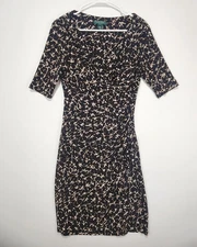 Lauren Ralph Lauren Women's Classy Brown Ruched Midi Dress Short Sleeve Brown...