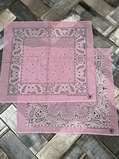 Vintage Wamcraft Bandana 14193 100 Cotton Selvedge Edge Pink USA Lot of 2 New