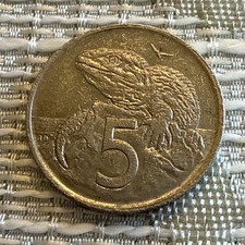 NEW ZEALAND 1978 FIVE CENTS 5C TUATARA COIN 