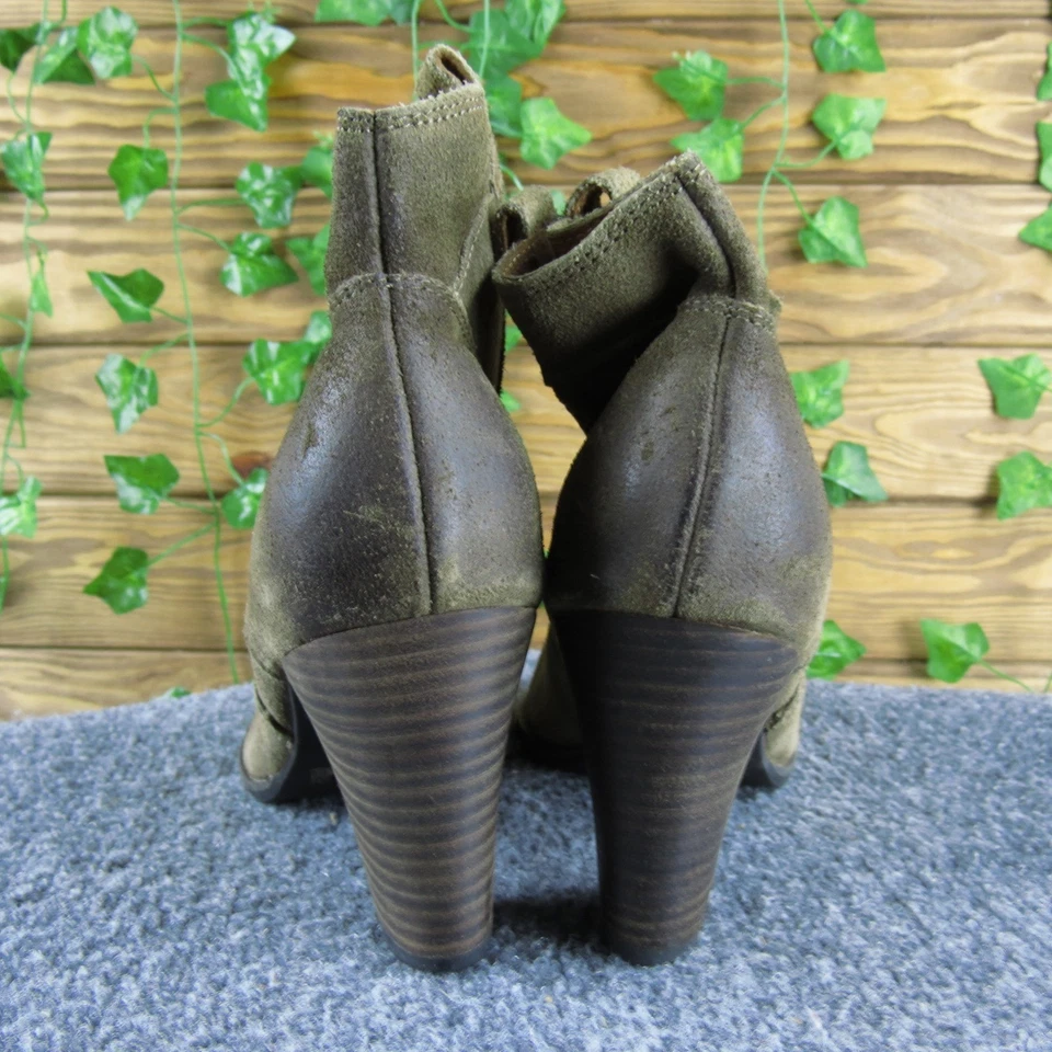 Botas de tornozelo femininas Indigo by Clarks 9,5 marrom camurça salto bloco ocidental puxar - Imagem 4 de 4