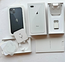 Lot of 2 Genuine Apple iPhone Boxes w/ Original Accessories - iPhone 13 and 8 
