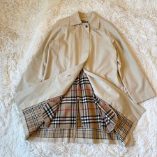 Burberry Blue Label Coat Womens 38 Beige Nova Check Removable Liner Cotton Japan