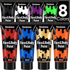8 Colors Face Body Paint, 11.3oz Water Based Painting Set For Adults