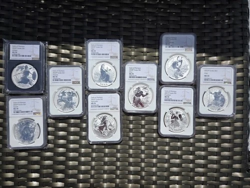 1 OZ Tuvalu Gods All SET of 9 Silver Coins  NGC MS70
