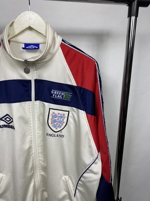 Vintage 90s Umbro England Football Training Jacket Green Flag