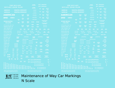 K4 N Scale Decals Maintenance Of Way (MOW) Data and Markings White