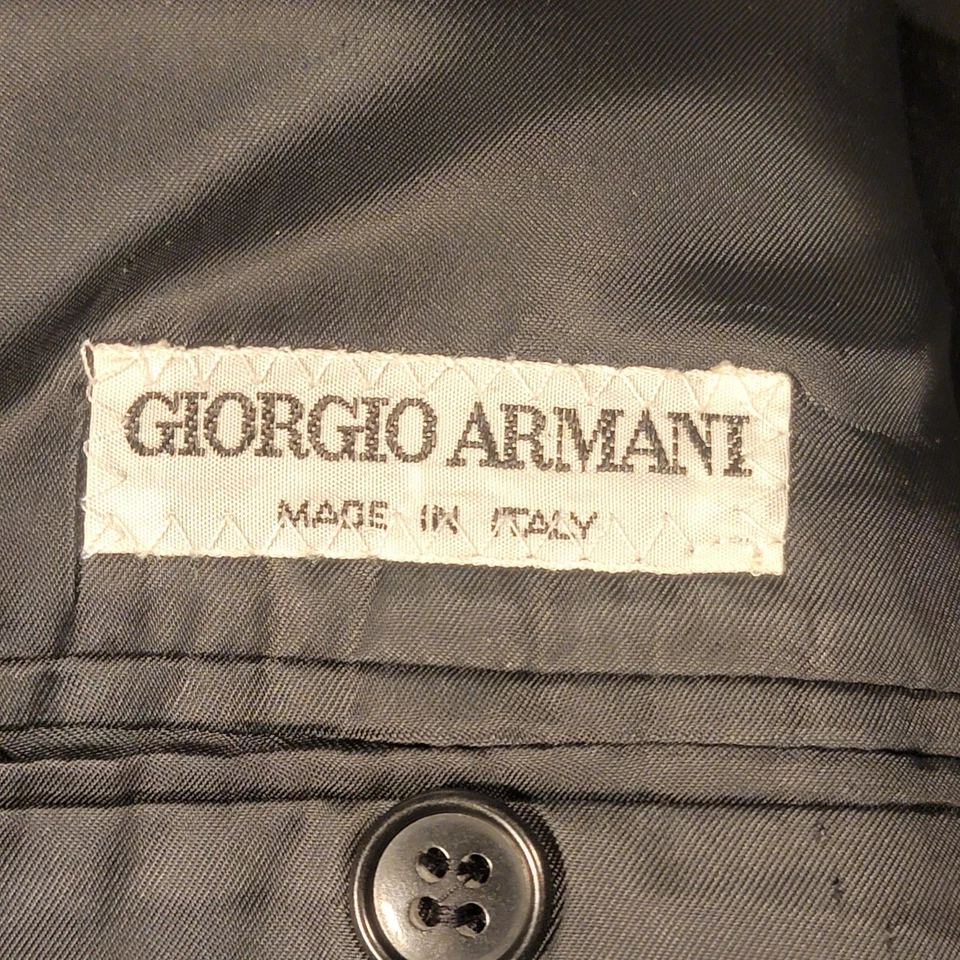 Blazer De Colección Giorgio Armani Doble Pecho Lana Virgen Cuadros Hombres 42R Gris Italia Foto 3 de 4