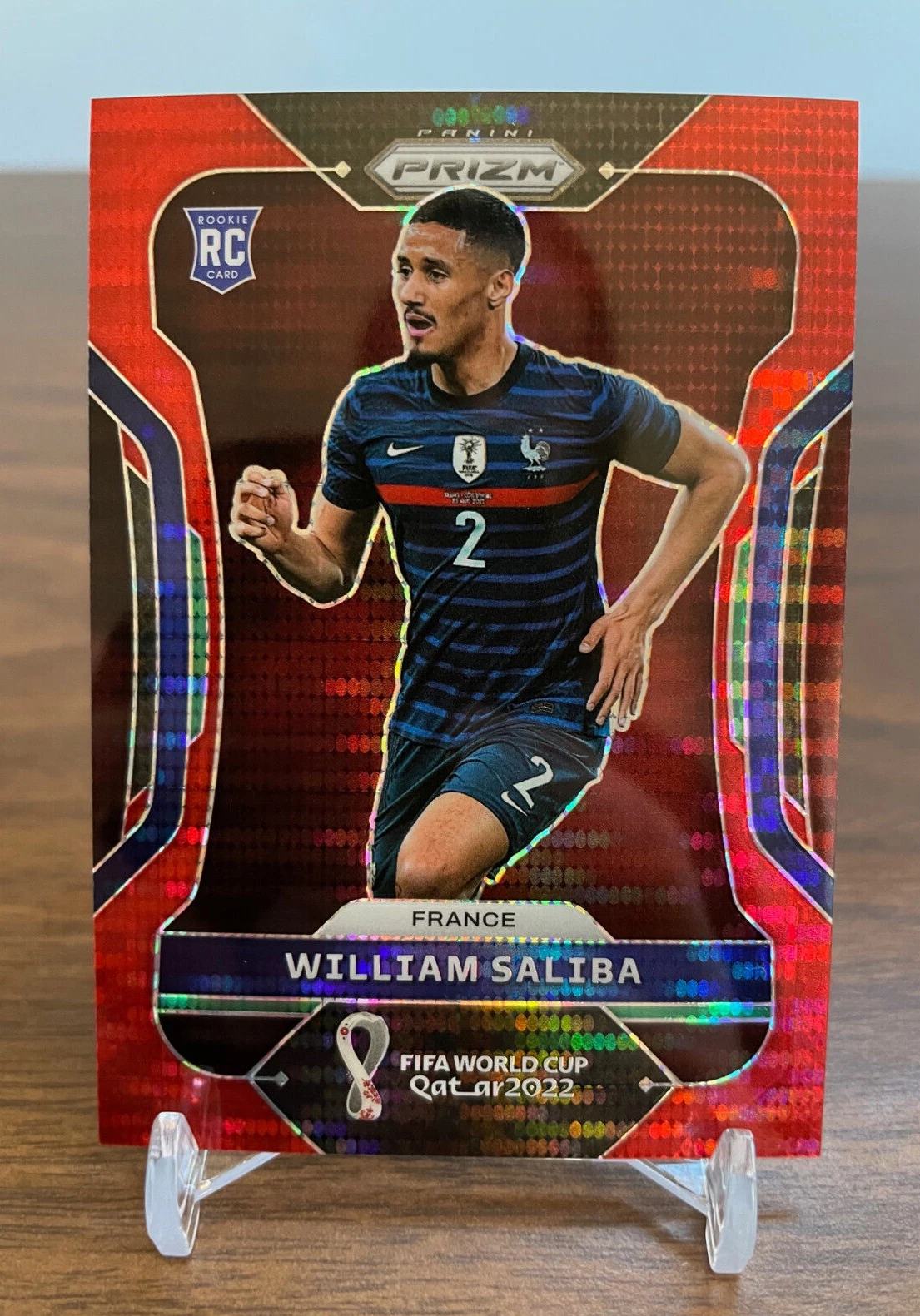 William Saliba 2022 Panini Prizm World Cup #106 Rookie RC Red Breakaway /99