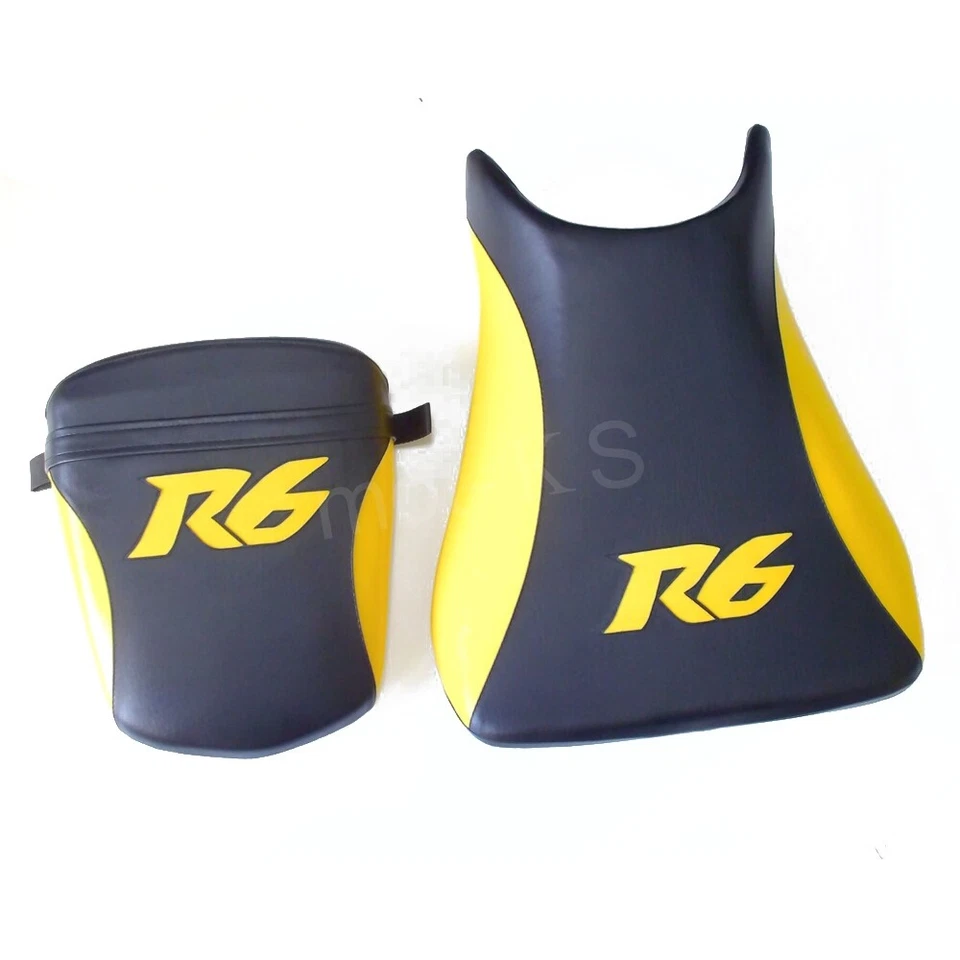 Rider Driver & Passenger Seats For Yamaha YZF-R6 2003 2004 2005 Black Yellow Foto 2 de 4