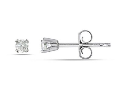 2 mm echte natürliche runde Diamant kleine Ohrstecker in massiv 14 Karat Weißgold