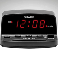 Sharp Digital Alarm Clock with Keyboard Style Controls Battery Back-Up Easy