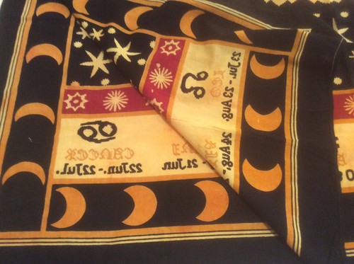 Zodiac Tapestry Dawning Of The Age Of Aquarius Cotton Gold/Black Astrology NWOT - Picture 3 of 7