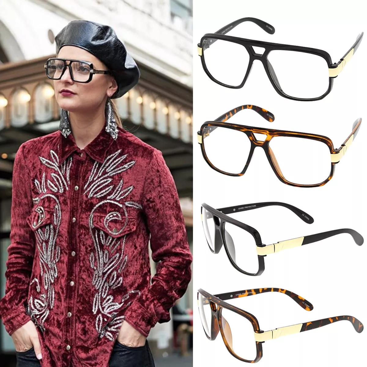 Clear Lens Fashion Glasses Run DMC Style Urban Hip Hop Retro DJ Rapper  Glasses | eBay