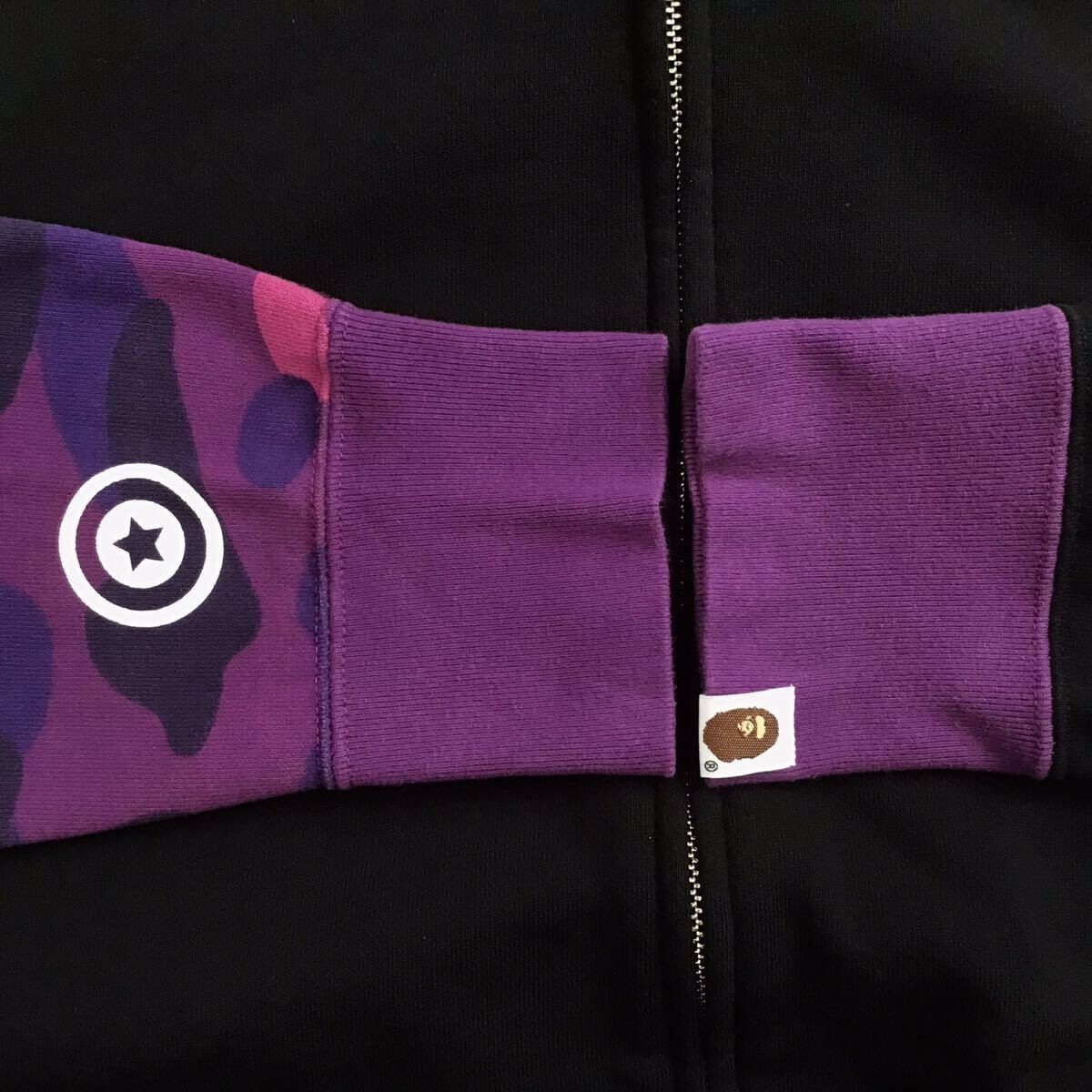 BAPE Black x purple camo shark full zip hoodie A Bathing Ape Size