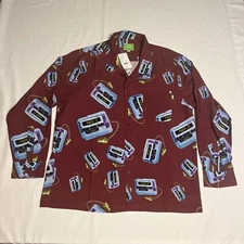 HUF Camp Button Up Shirt All Over Print Long Sleeve Woven Skater Huforola New