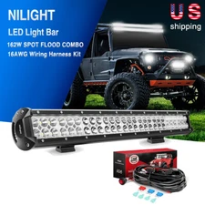 25Inch LED Work Light Bar Flood Spot Combo for Offroad Truck ATV 4WD +Wiring Kit