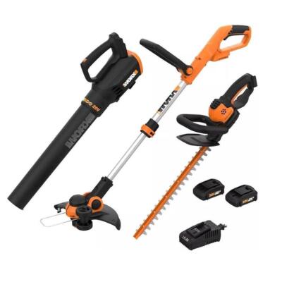 Worx WG933 Cordless 20V Leaf Blower, 12'' String Trimmer & 22'' Hedge Trimmer Kit