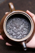 Full Handmade Tea Pot China Real Yixing Zisha Duan Clay Dragon Carved 14 Infuser