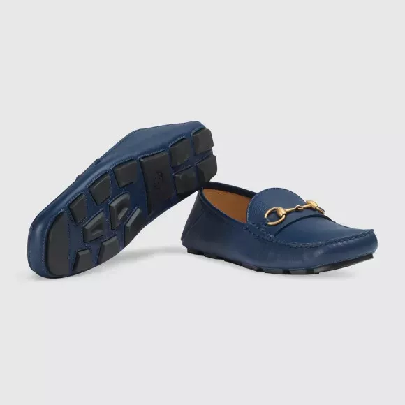 AUTHENTIQUE : mocassins homme en cuir Gucci avec ceinture à cheval   taille G 8+/ US 9