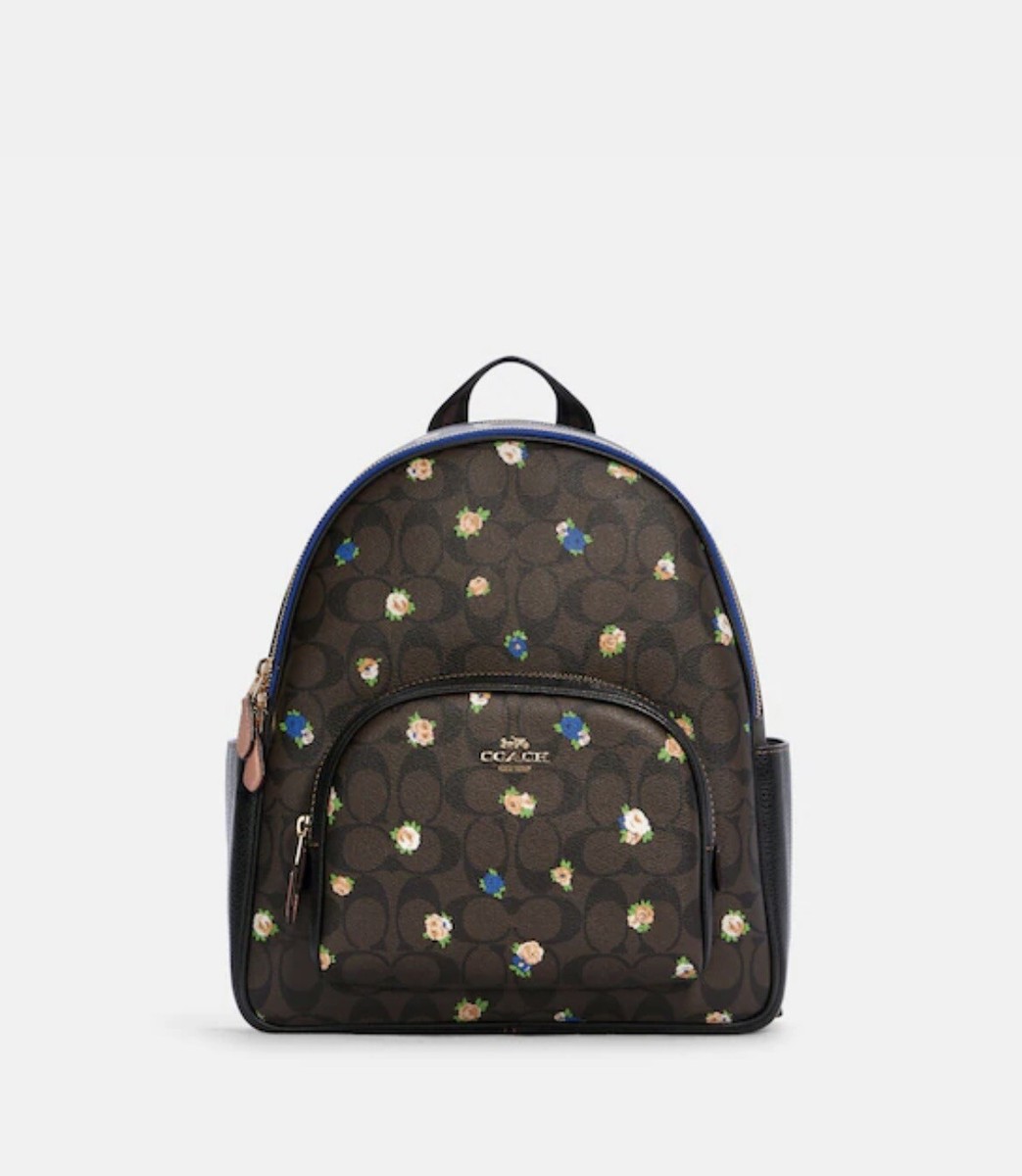 court backpack in signature canvas with vintage mini rose print NWT Coach Court Backpack In Signature Canvas W/Vintage Mini Rose Print