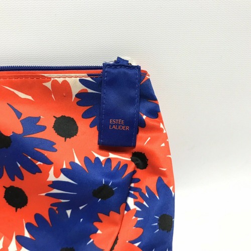 New Estee Lauder Cosmetic Makeup Travel Bag floral Flowers Red Orange Blue Case - Picture 4 of 7