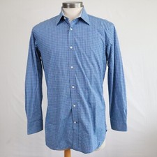 Ted Baker Endurance Shirt Mens 16 32/33 Casual Button Up Blue Plaid Long Sleeve