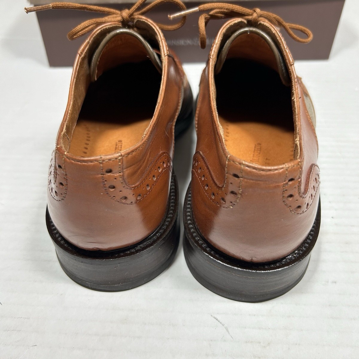 Johnston & Murphy Dattero Saddle Tan Wingtip Oxford Leather Shoes Men Sz 9.5 M Johnston & Murphy Dattero Saddle Tan Wingtip Oxford Leather  main image 2