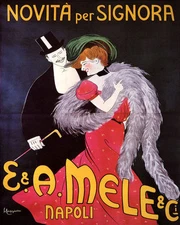 POSTER E & A MELE NAPOLI ELEGANT COUPLE ITALIAN FASHION VINTAGE REPRO FREE S/H