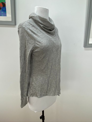 MIA FRATINO SIZE XS WOMENS GREY CASHMERE SILK LIGHTWEIGHT FRONT SPLIT JUMPER - Picture 5 of 10