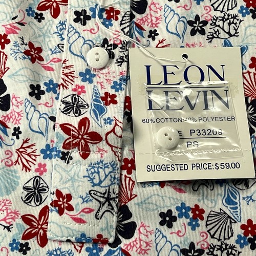 New Leon Levine Polo Shirt Women's PS Short Sleeve Blouse Seashell Floral Print  - Picture 5 of 8