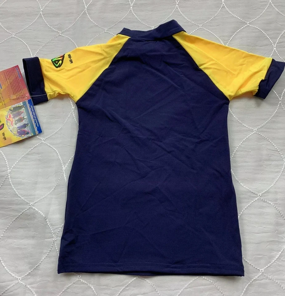 radicool skins kids 100+ SPF swimwear rashguard australian made blue yellow 2T - Image 2 of 2