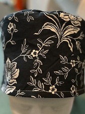 Midnight Floral reversible Women's Skull/Chemo Surgical Scrub Hat/Cap Handmade
