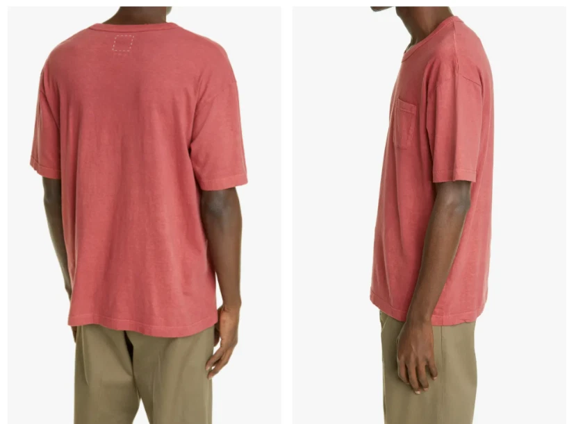 Camiseta VISVIM Roja Ligeramente Envejecida Cuello Redondo Bolsillo en el Pecho Algodón JUMBO 2 = M Foto 3 de 3